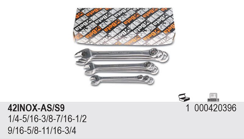 Sada očkoplochých NEREZOVÝCH klíčů 1/4"-3/4", 9dílů INCH"